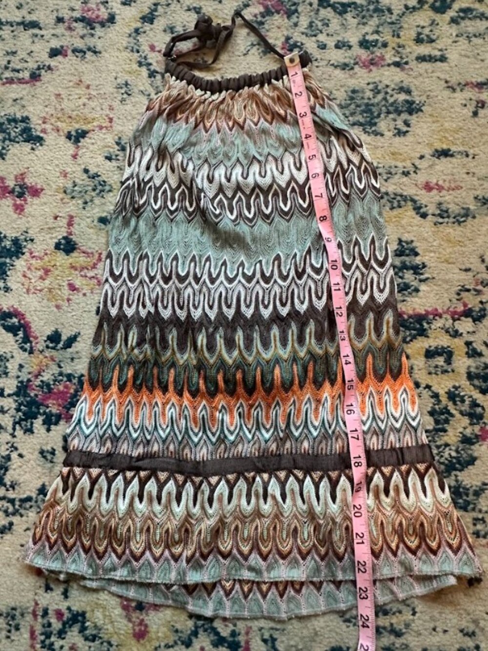 Missoni Multicolor Wave-Pattern Halter Tank Top — Green, White, Orange, Gray - Picture 11 of 11